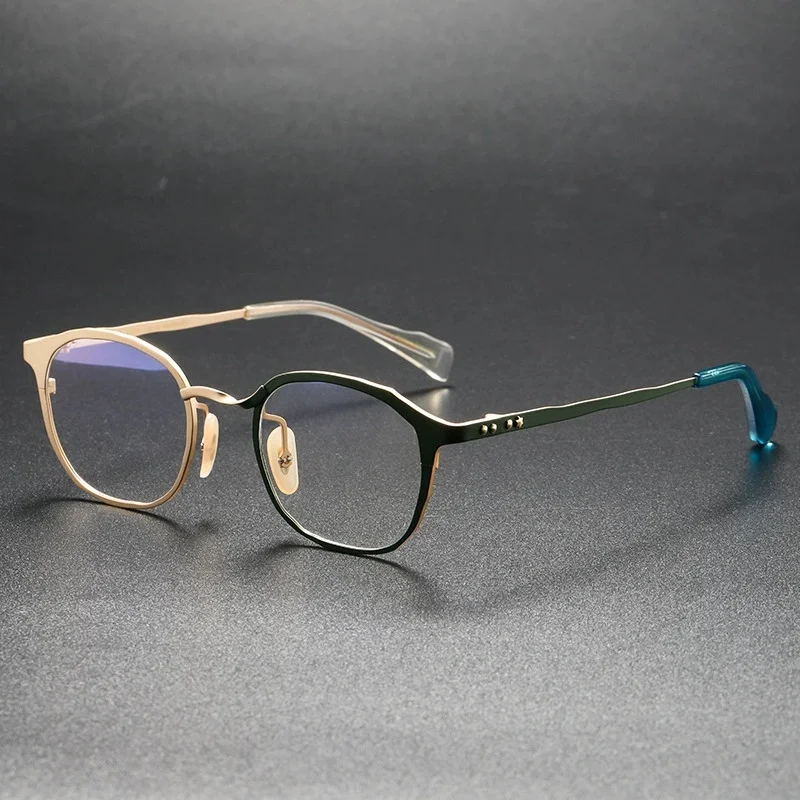 Belight Optical Japan Dissymmetry Design Vintage Round Retro Handmade Pure Titanium Eyeglasses Frame Prescription Lens MM0040
