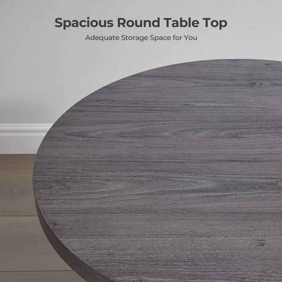 Round Coffee Table for Living Room, Mid Century Modern Fluted Center Coffee Table with Storage, 32 Circle Accent Tea Dining Tabl