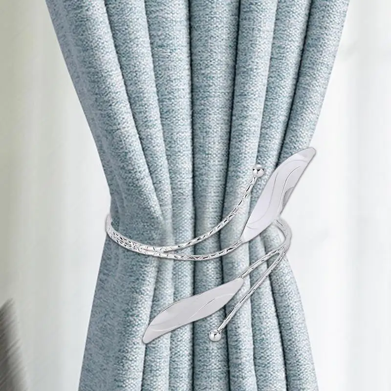 Drapery Ties Silvery Drapery Tiebacks Elegant Non-Punching Drapery Tie Backs Metal Drapery Rings For Living Room Bedroom