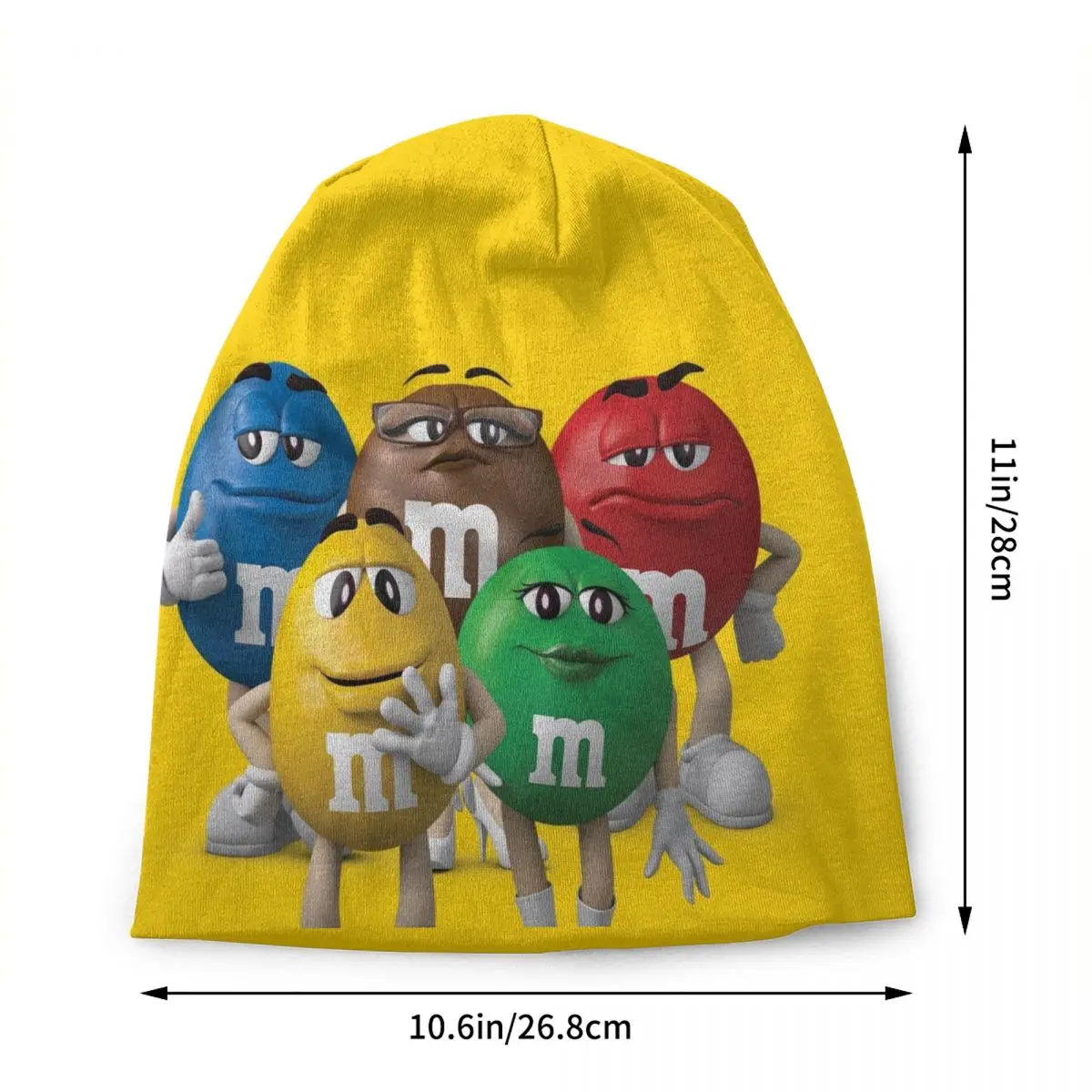 M&M's Chocolate Candy Meme Skullies Beanies Caps Unisex Winter Warm Knitted Hat Women Men Cool Adult Bonnet Hats Outdoor Ski Cap