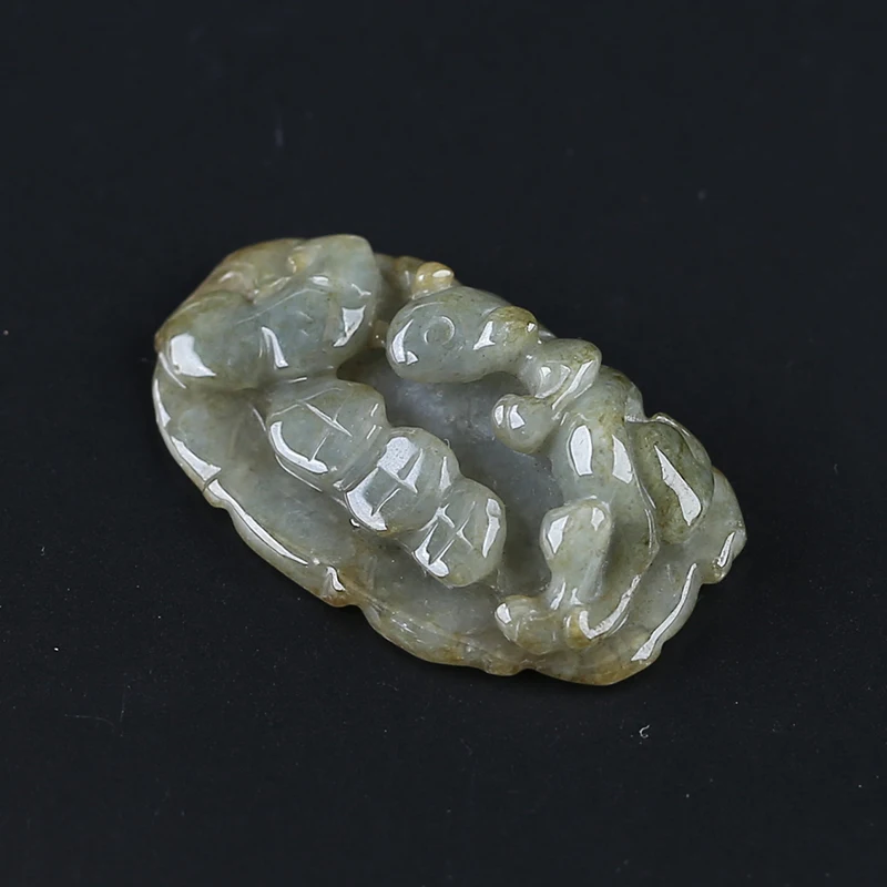 Natural Jade Fashion Jewelry Necklace Accessories Carving Lizard Pendant Bead 50x29x14mm 24.2g