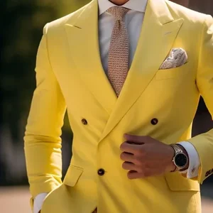 رجالي 2 قطعة بني سليم صالح مزدوج الصدر ذروة طية صدر السترة الرسمية سترة والسروال مصممة جودة عالية أفضل 10 بدلات رجالية رخيصة مبيعا - رقم 6