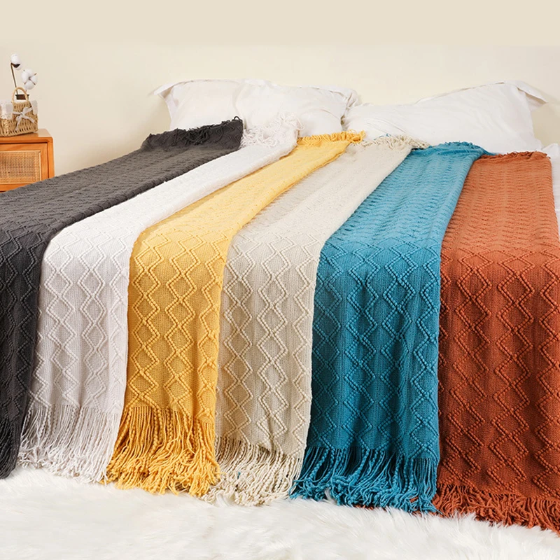 Home Textiles Europe - Knit Blanket Grey Nordic Waffle Plaid
