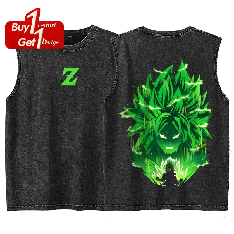 

Новая мужская летняя майка без рукавов в стиле Dragon Ball - классический жилет из выстиранной ткани свободного кроя в стиле Harley Quirk