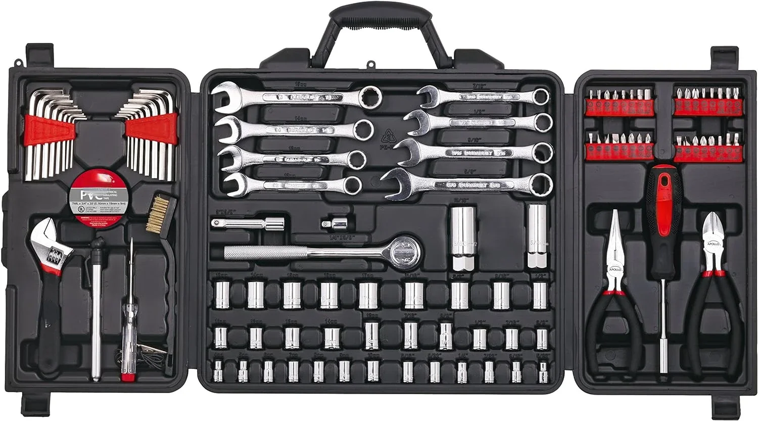 

Prehensive Carrating Case Comprehensive 101 Piece Mechanic Tool Set for Roadside Emergencies, Perfect for SAE and Metric Mechanic