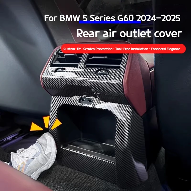 

For BMW 5 Series i5 G60 2024 2025 ABSCarbon Fiber Style Car Rear Air Conditioning Outlet Vent Trim Framecar Interior Accessorie