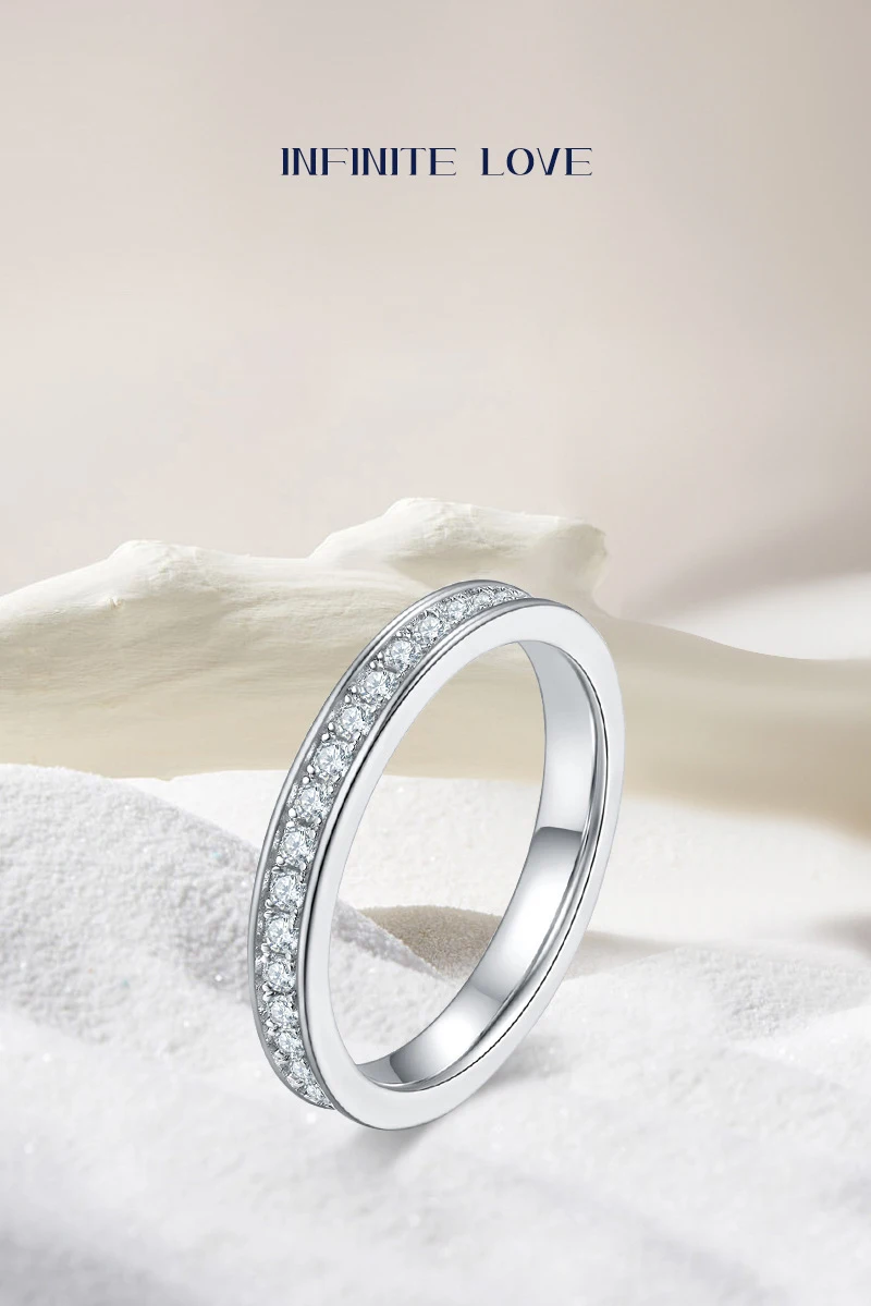 

2024 Модное штабелируемое кольцо с муассанитом для женщин, серебряные украшения S925, уникальный европейский и американский стиль