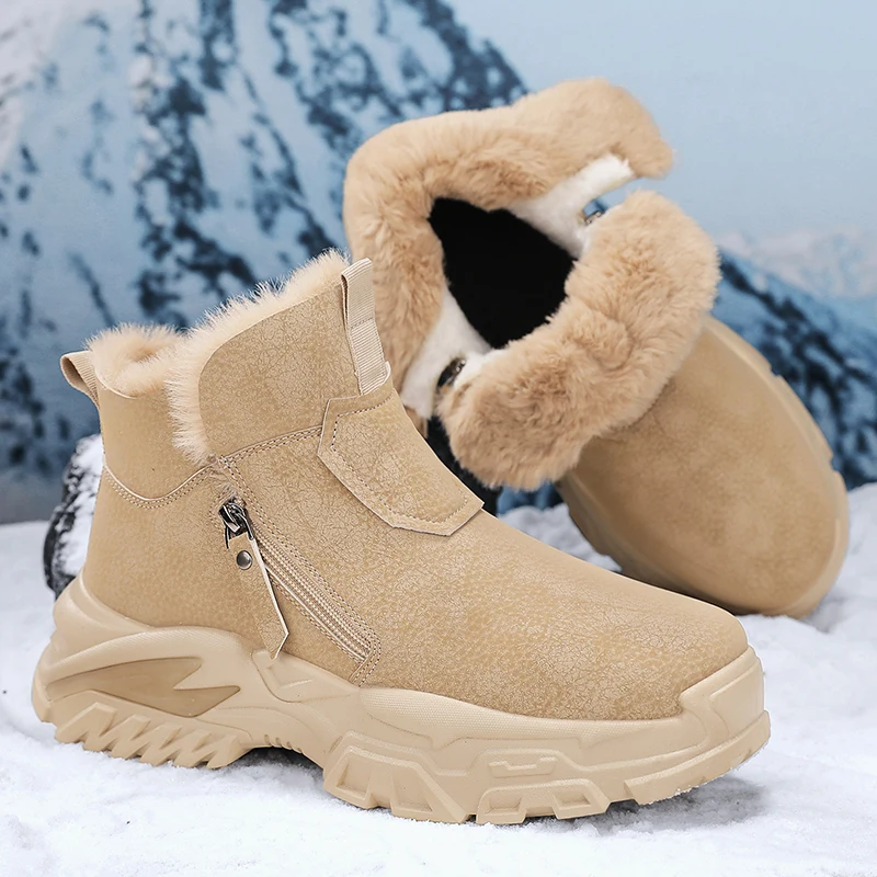 

Outdoor No Slip Winter Ankle Boots Lightweight Hight Top Sneaker Men Snow Boots Warm Plush Women Footwear Plus Size Hiking Boots