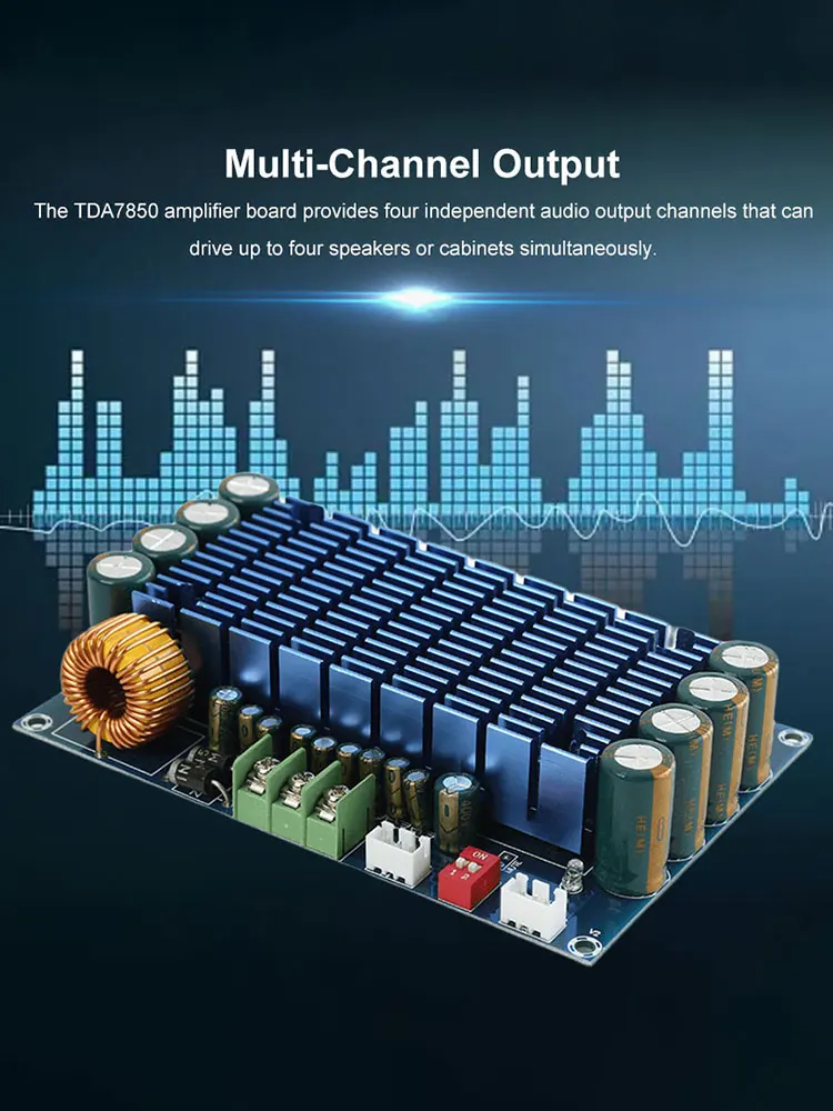 XH-M180 TDA7850 High Power Audio Amplifier Board Module DC 12V 2/4 Channel High Power Switchable Amplifier Board 4*50W for Car