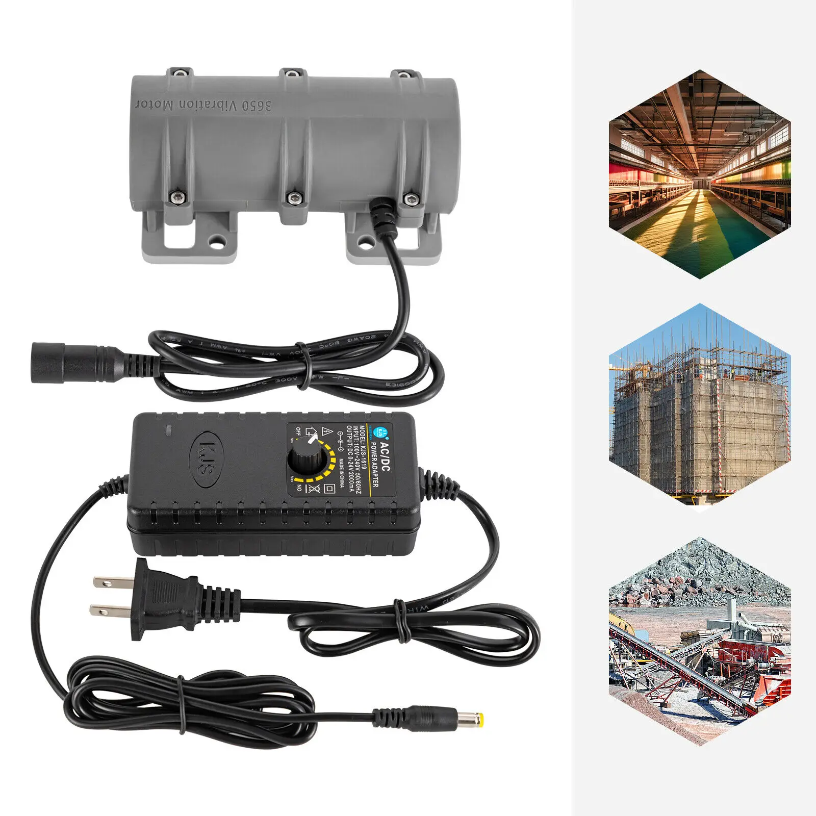 DC 24V Precision Vibrating Vibration Motor 3200RPM + Power Adapter For Warning Systems Massage Bed