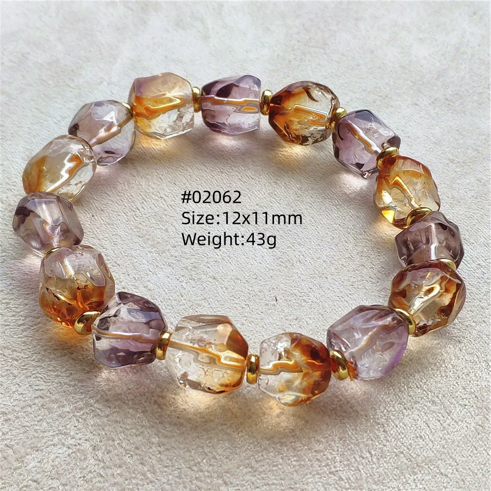 

Natural Purple Yellow Ametrine Bracelet Clear Abacus Faceted Beads Women Men Amethyst Citrine Charms Crystal Jewelry AAAAA