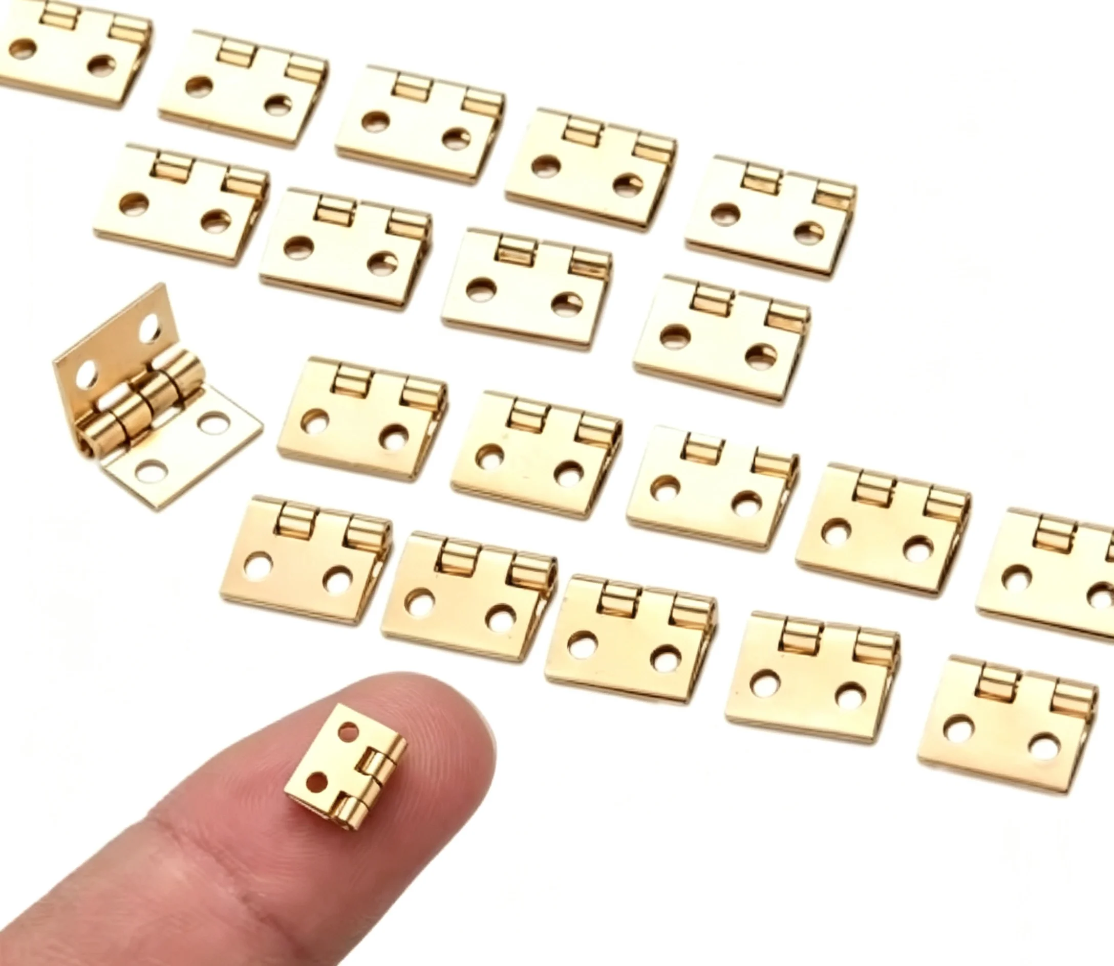 20Pcs Mini Brass Hinges Tiny Hinge Miniature Cabinet Jewelry Box Craft Door Hardware Small Furniture DIY Fittings Accessories