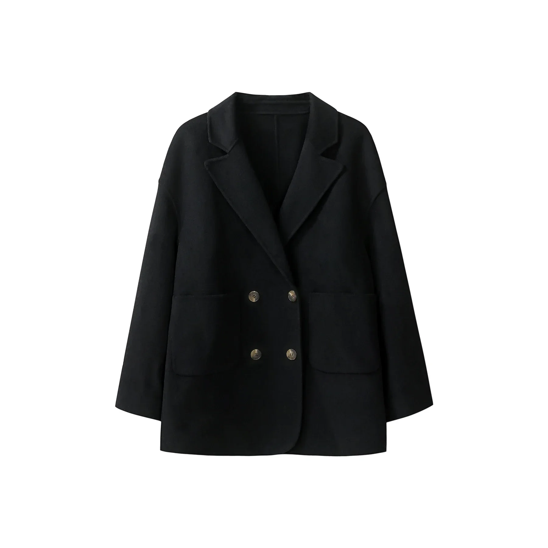 ALXNAN Women's Woolen Coat 2025 Trend Suit Lapel Collar Drop Sleeve Single Breasted Coats Autumn Winter Warm Outerwear L50951