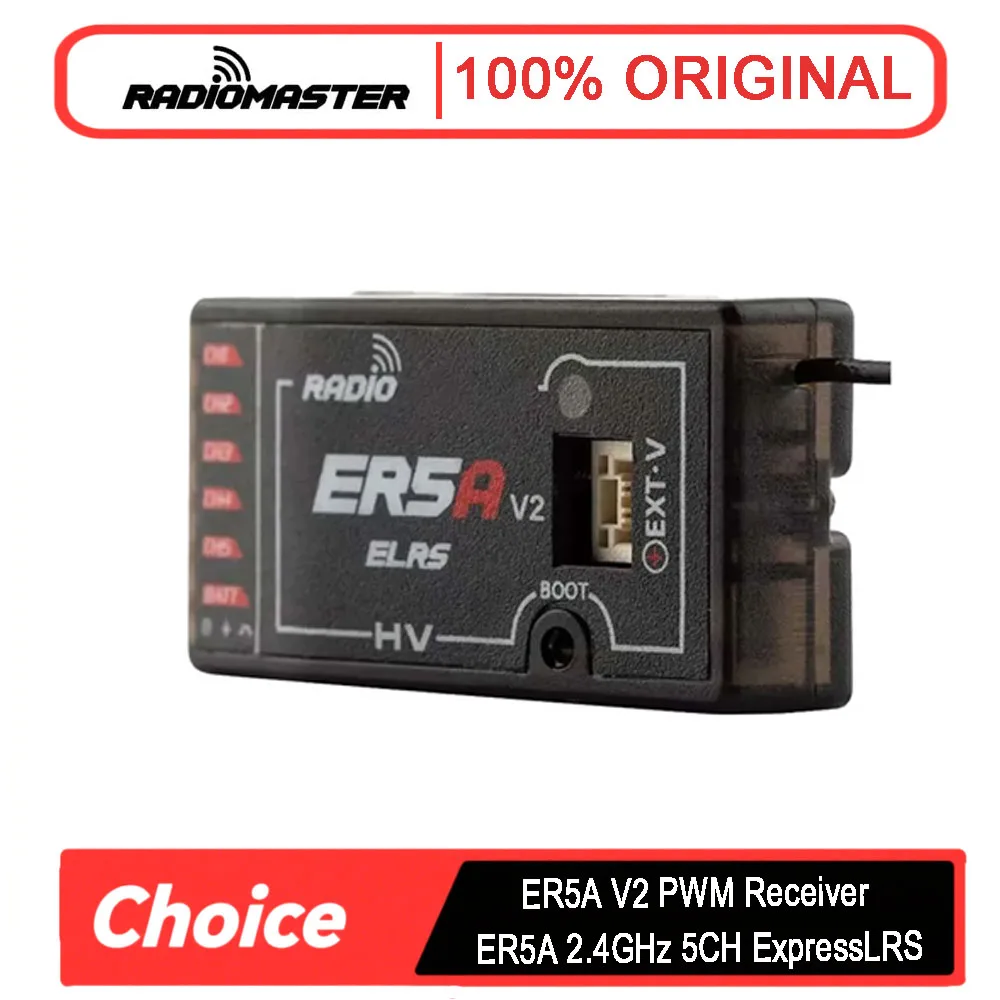 

Radiomaster ER5A 2,4 ГГц 5-канальный мини-приемник ELRS PWM — возврат напряжения для RC FPV с фиксированным крылом/гоночным дрона/мультиротора