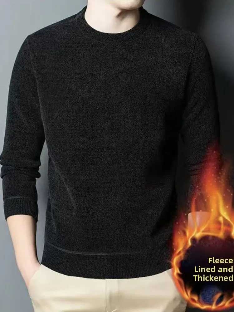 

Thiened Fce Long Sve эластичный теплый зимний свитер для мужчин среднего возраста, повседневный удобный мягкий вязаный топ