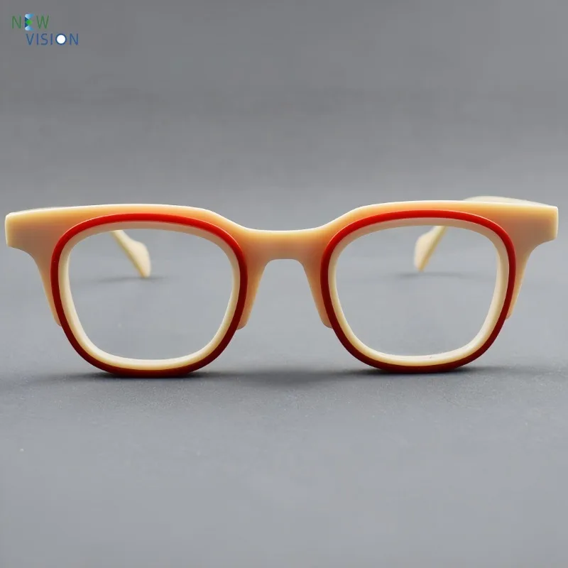 

Retro Square Glasses for Women New Color Blocked Acetate Wide Edge Eyeglass Frame Men Japan Designer Myopia Prescription Eyewear