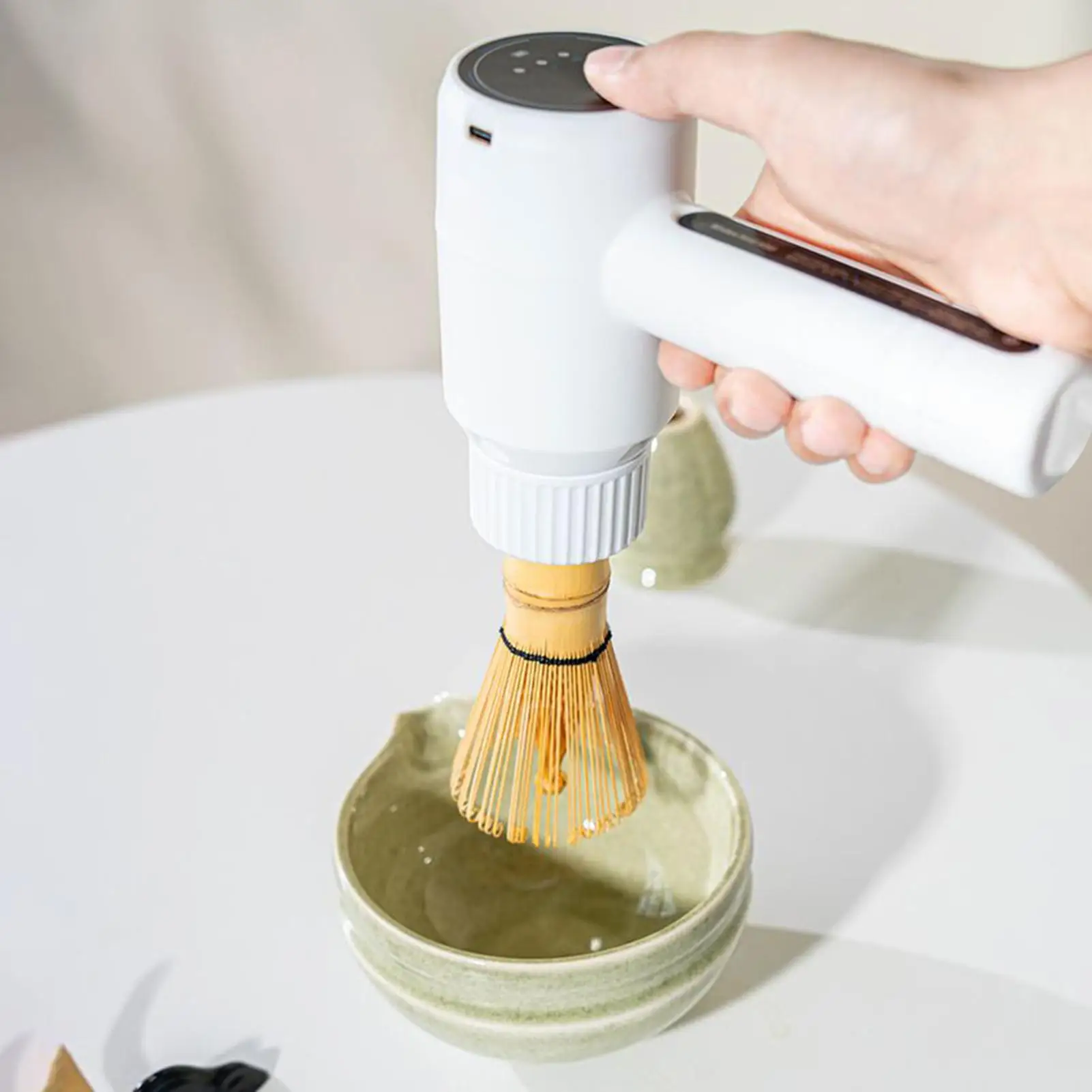 Elektrischer Matcha-Schneebesen, wiederaufladbarer USB-Handaufschäumer, Mixer für Matcha-Tee, Latte, Cappuccino, schnelles Schneebesen, tragbarer Getränkemixer