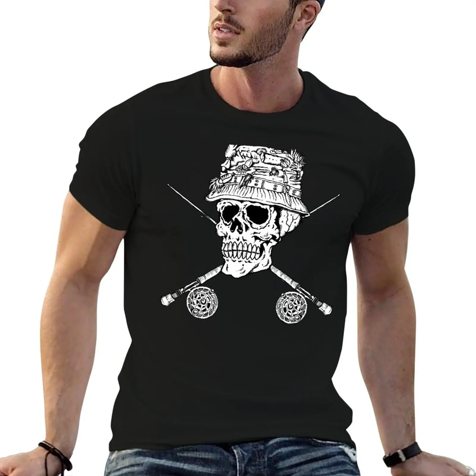 

FIshermans Skull T-Shirt funny t shirts cotton t shirt for man T-Shirt