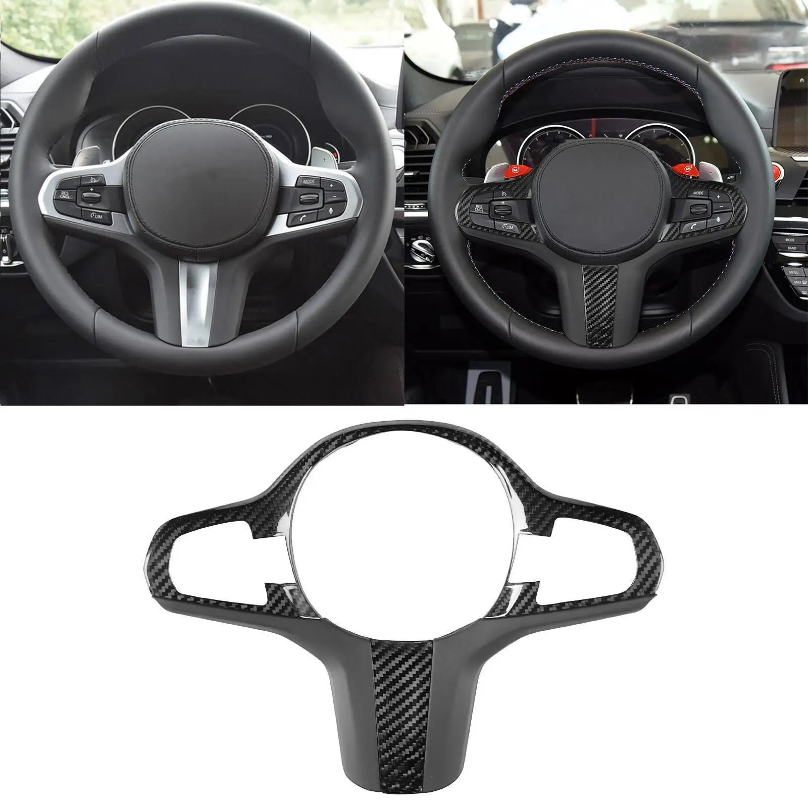 

Steering Wheel Cover Replacement, Car Steering Wheel Supplies Component Button Frame Cover Trims Protection for 7 Series