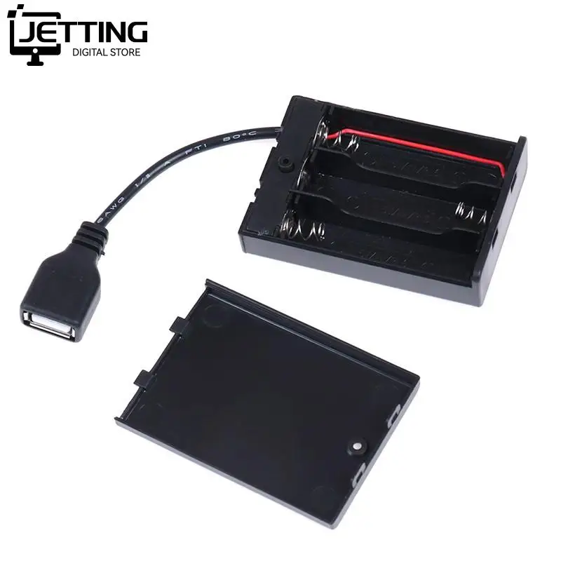 DC 4,5 V Tragbare Mini AAA Batterie Halter Storage Box Fall USB Netzteil Batterie Box 65x45x15mm