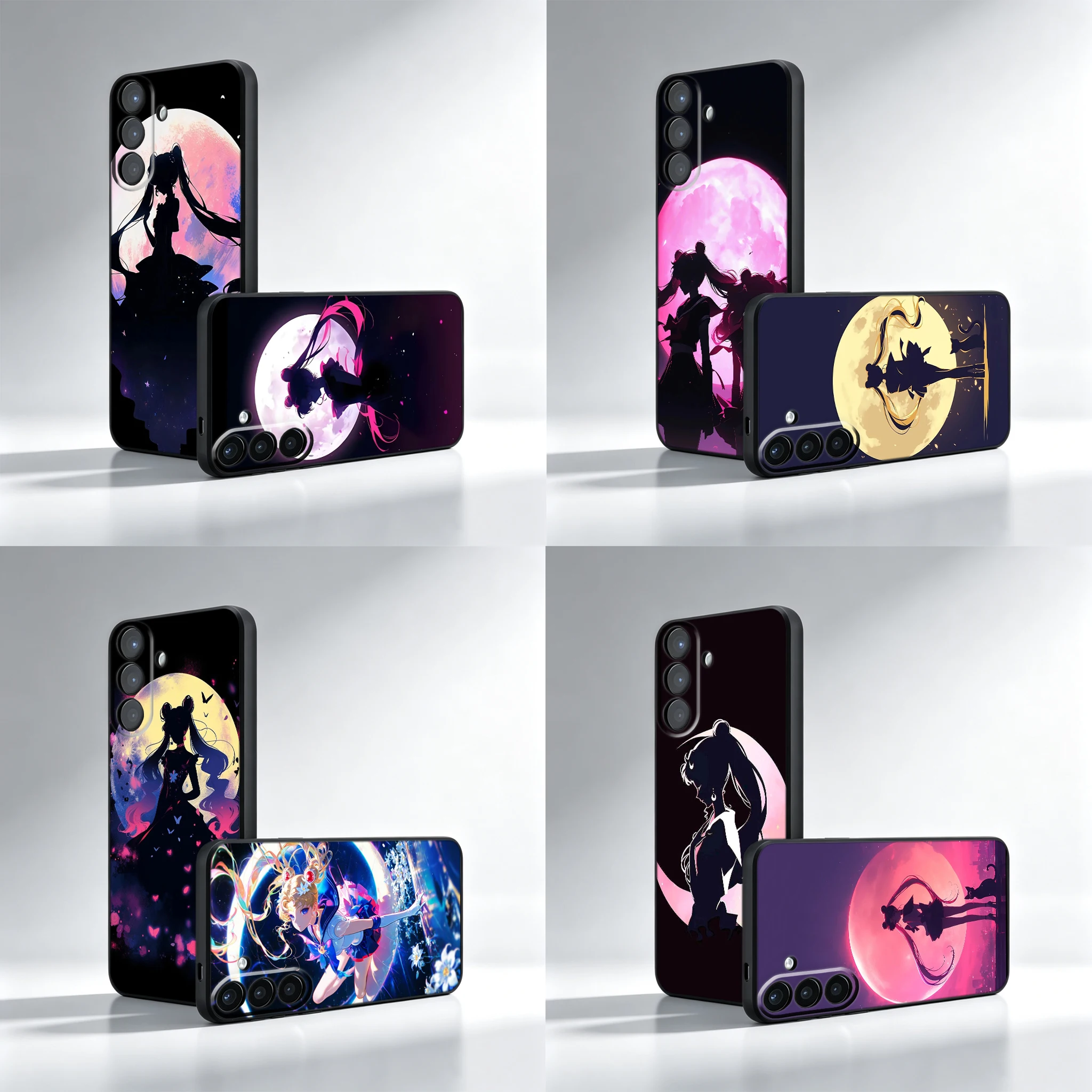 Sailor Moon Black Soft Dustproof Cell Phone Case For Samsung A16 A26 A27 A37 A56 A57 A05S A06 A04S A55 A54 A35 A34 A25 A24 A15 A