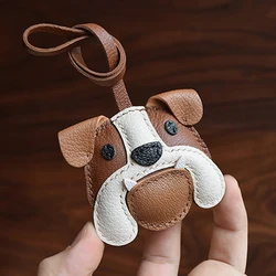 Handmade Leather Bulldog KeyChain Bag Charm