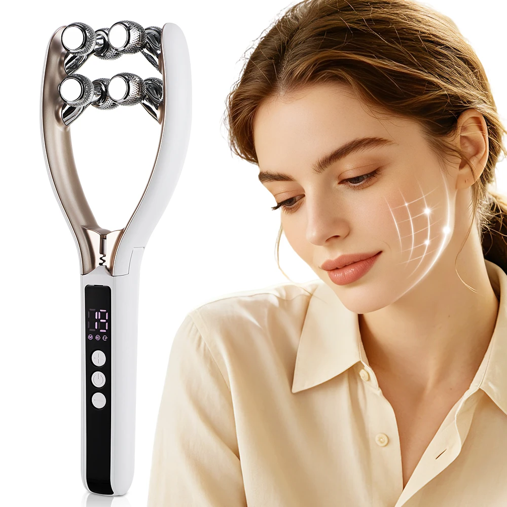 Facial Massager for Face and Neck V‑Shape Lifting Roller with Microcurrent Massage Face Slimmer Device