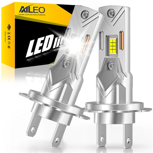 AILEO 2 uds H7 luces LED 200W 20000LM H1 6500K diseño de bombilla de faro inalámbrico H4 haz alto y bajo para lámpara de coche CSP 7035 Chip blanco