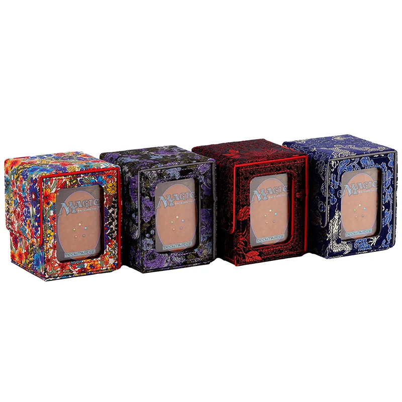 100+ Trading Card Deck Box Holder With Display Window Flower Series TCG Game Magnetic Closure Card Organizer Storage Box Gift