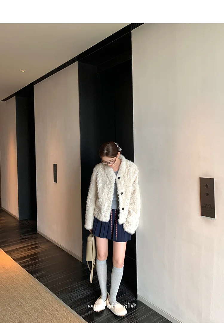 Women Faux Shearling Fur Coats Solid Fur Jackets Cotton Linen V Neck Long Sleeves Single Breasted Loose Fit Casual 2026 Winter