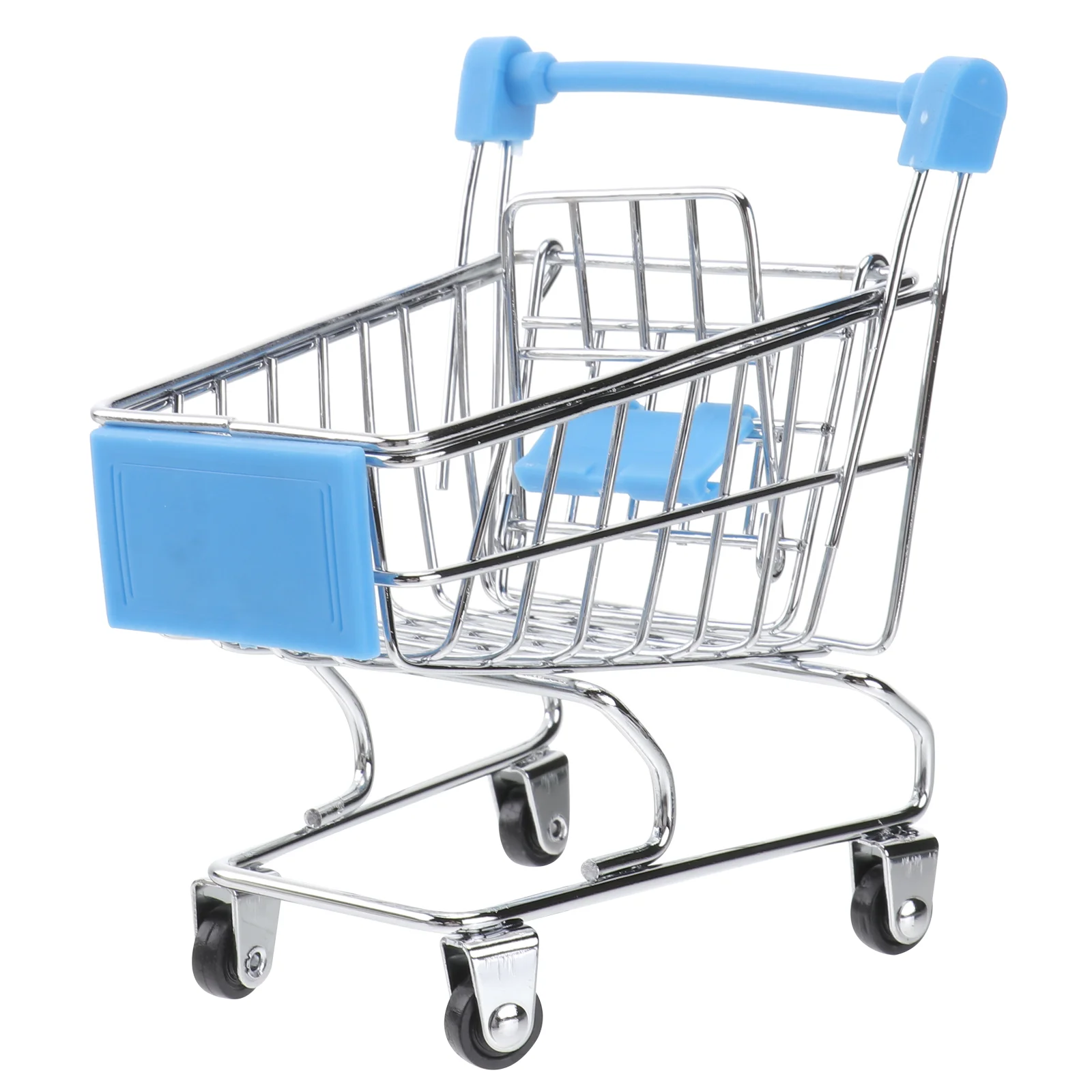 Rolling Wheels Shopping Cart Sky Blue Mini Toy Supermarket Handcart Child Seat Metal