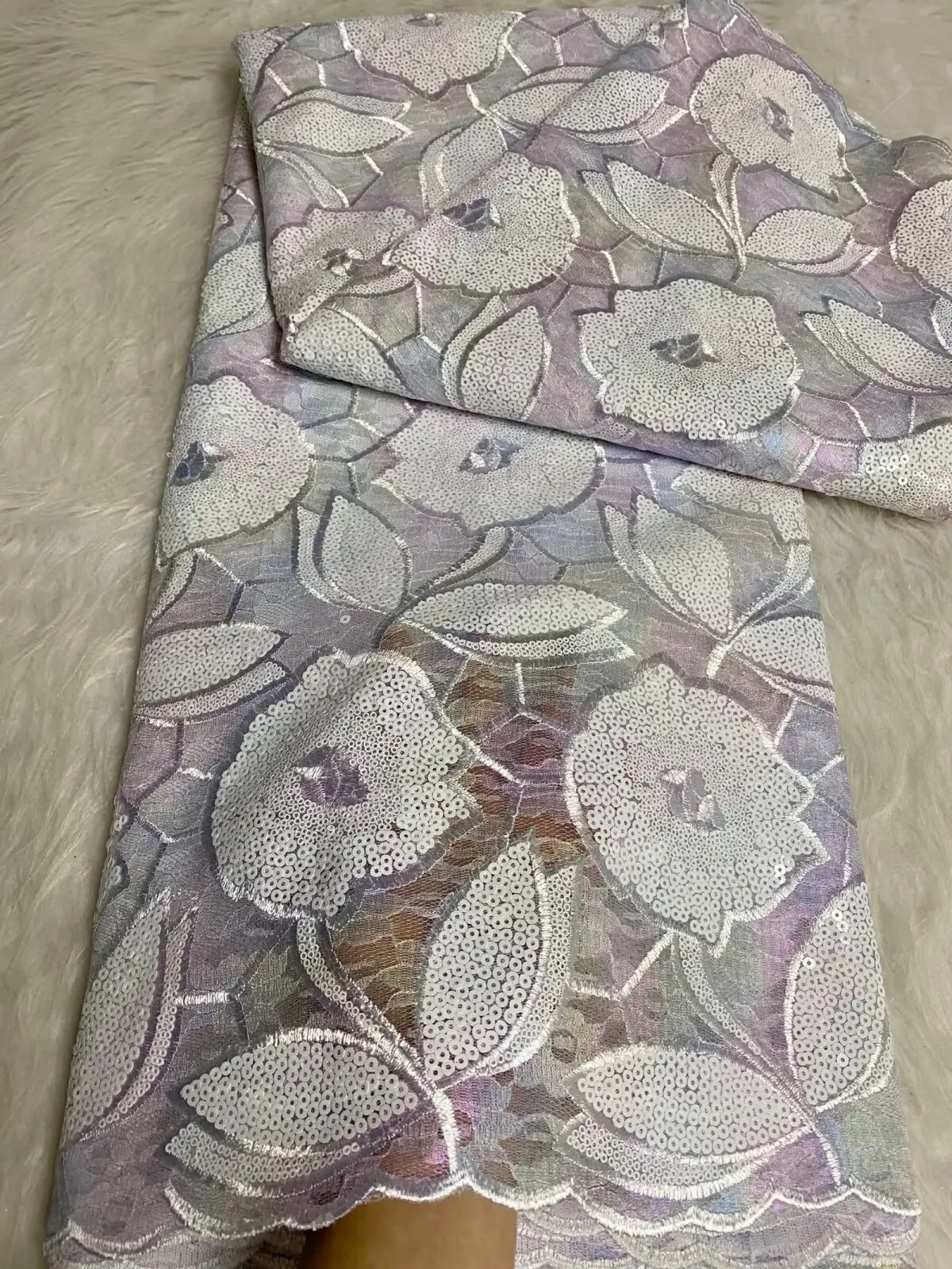 

2025 Luxurious Nigerian African Tulle Lace Fabric High Quality Sequins Embroidery Lace French Net Lace Fabric For Sewing Dresses