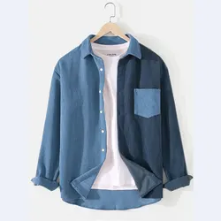 Vintage Men's Contrasting Corduroy Jacket 2024 Autumn And Winter New Jacket Men's Lapel Shirt