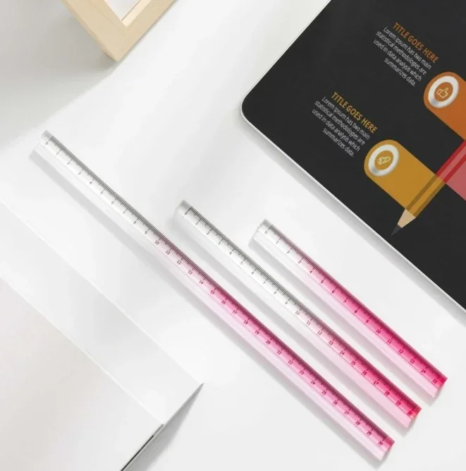 INS Style Transparent Straight Rulers 15cm 20cm 30cm Gradient Acrylic Drafting Tools for DIY Drawing Math Office Use