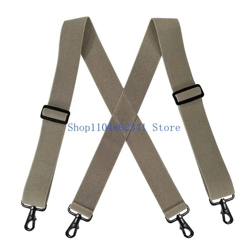 5asd Men's Work Brace with 4 Metal Clip Comfortable Brace Adjustable X Shaped Suspenders Strap for Daily Formal Trousers