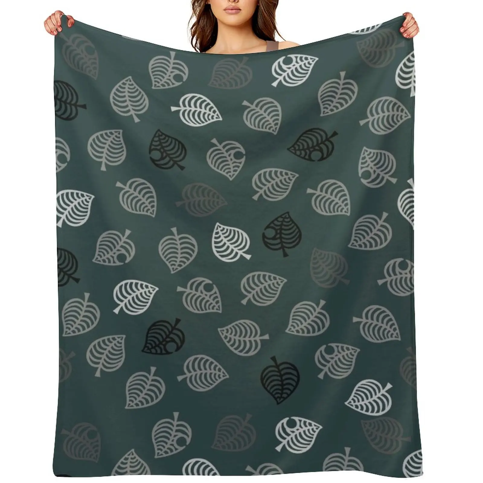 

Nook Leaf Aloha Logo - Black and White on Green Throw Blanket christmas gifts blankets ands Flannel Thermal Blankets