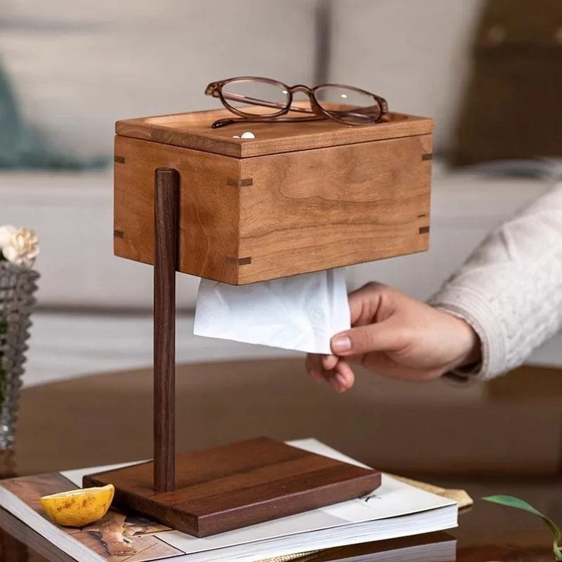 

Retro solid wood tissue box High-end pumping carton Desktop storage box Chinese dining table Bedroom napkin carton