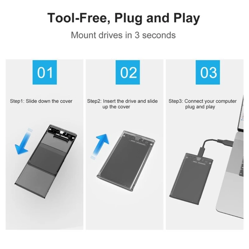 Caja duro móvil mecánica, USB 3,0, 2,5 pulgadas, envío directo