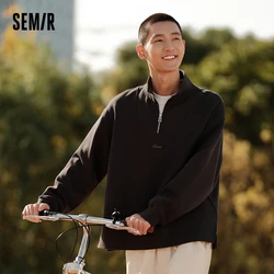 Semir Sweatshirt Men 2024 Spring New Style Fashionable Letter Embroidery Half-Breasted Pullover Top For Daily Simple Commuting