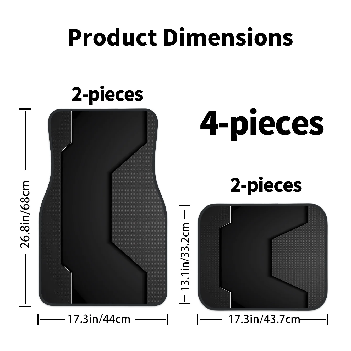 4pcs Set High-End Black Geometric Panel Printed Car Floor Mats | Easy To Clean, Decorative And Protective Additions For Driving