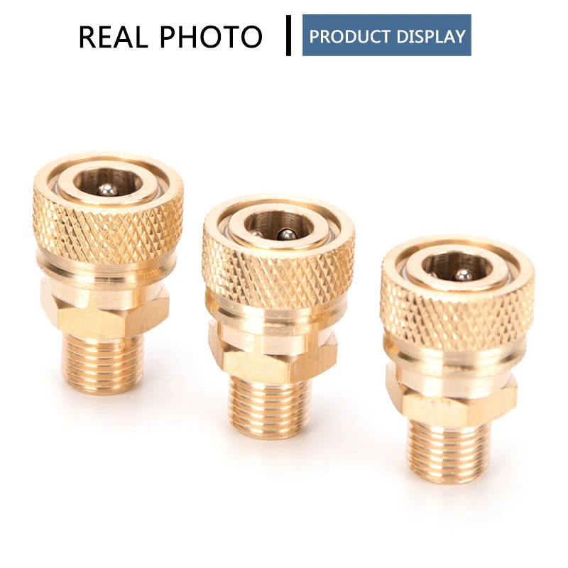 2pcs/set M10 Thread Copper Quick Connect Couplings Fittings Quick Disconnect Release 8mm Air Refilling AdapterCoupler Sockets