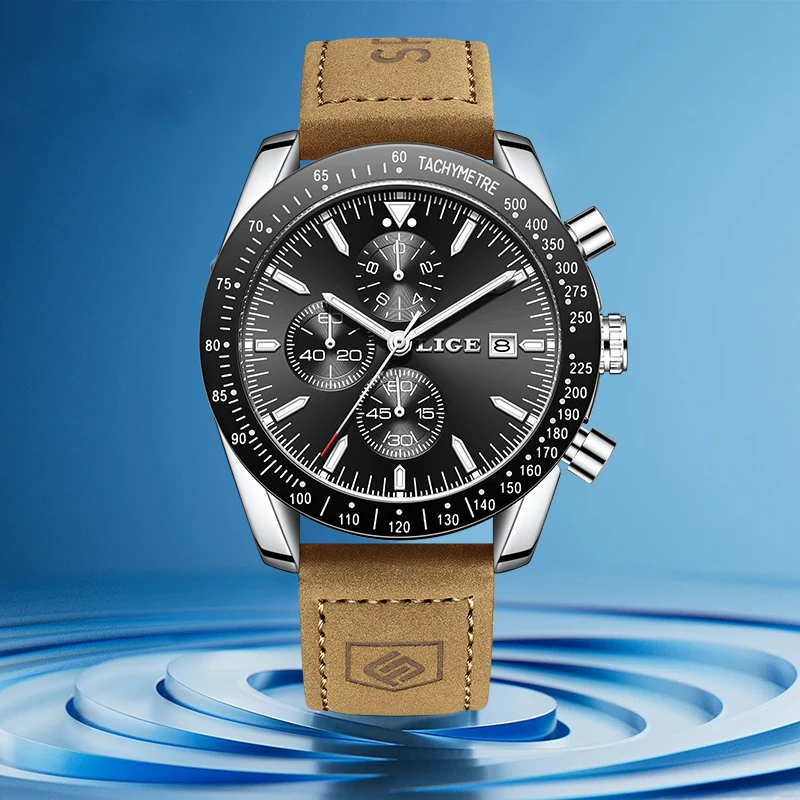 Reloj LIGE Retro de cuarzo para hombre, relojes clásicos militares, relojes deportivos informales con correa de cuero, relojes impermeables con fecha automática para hombre