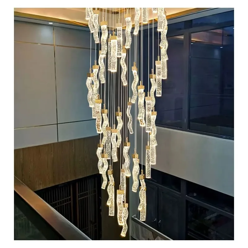 LED Chandelier Lighting Duplex Rotating Staircase Postmodern Creative Pendant Lamp Dining Living Room Hanging Lights