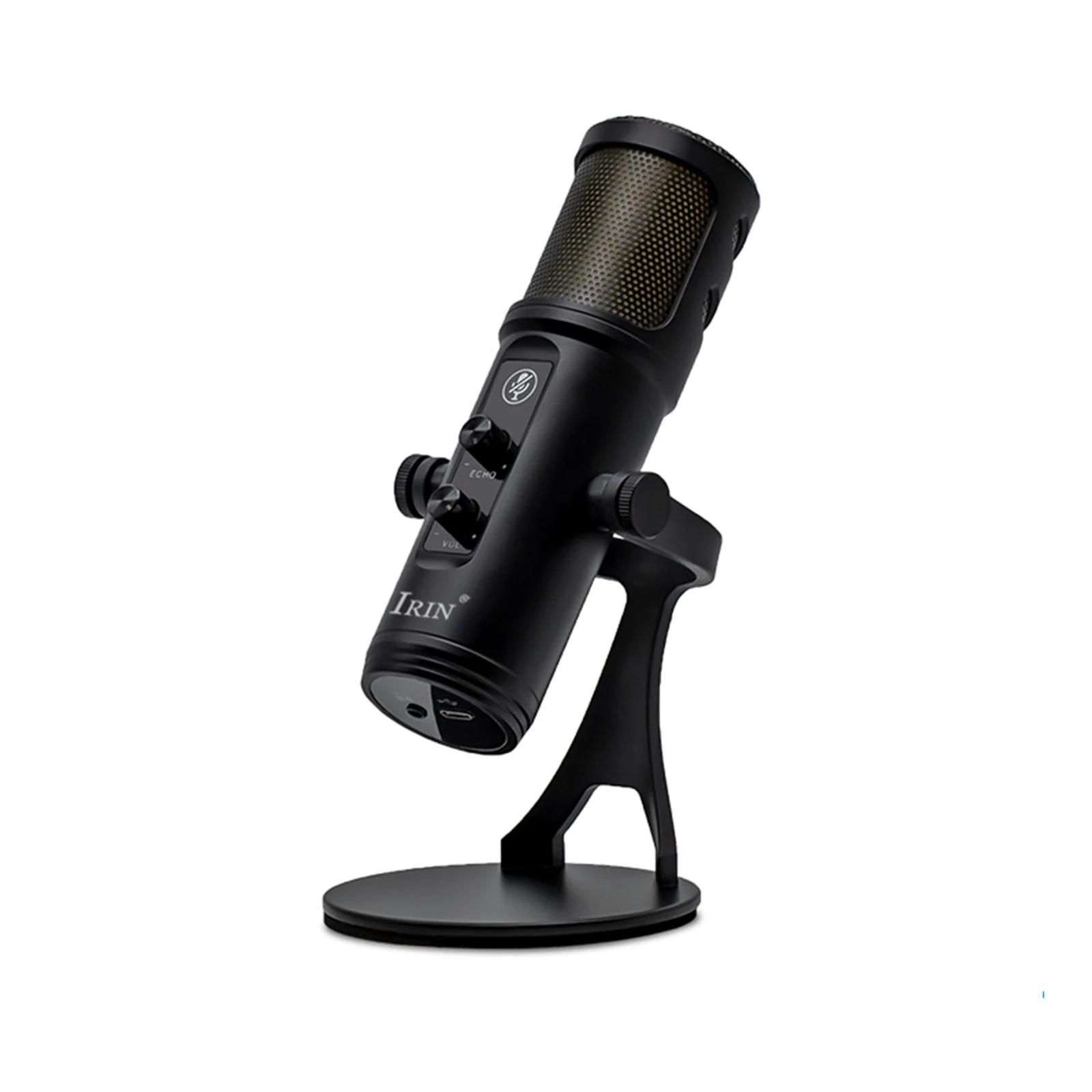 IRIN ZX-776 Condenser Microphone RGB Light Volume Touch Mute Noise Reduction 0 Delay Mic for Streaming Gaming Recording