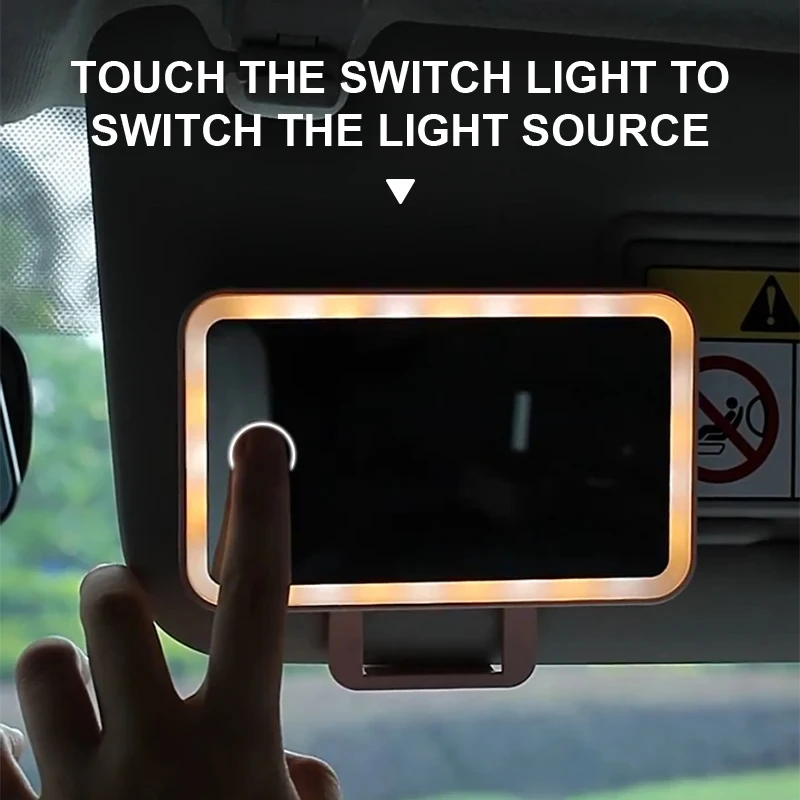 Car Interior Mirrors Sun Visor Plate LED Makeup Mirror for Girls Women Rechargeable Fill Light Universal Vanity Mirror