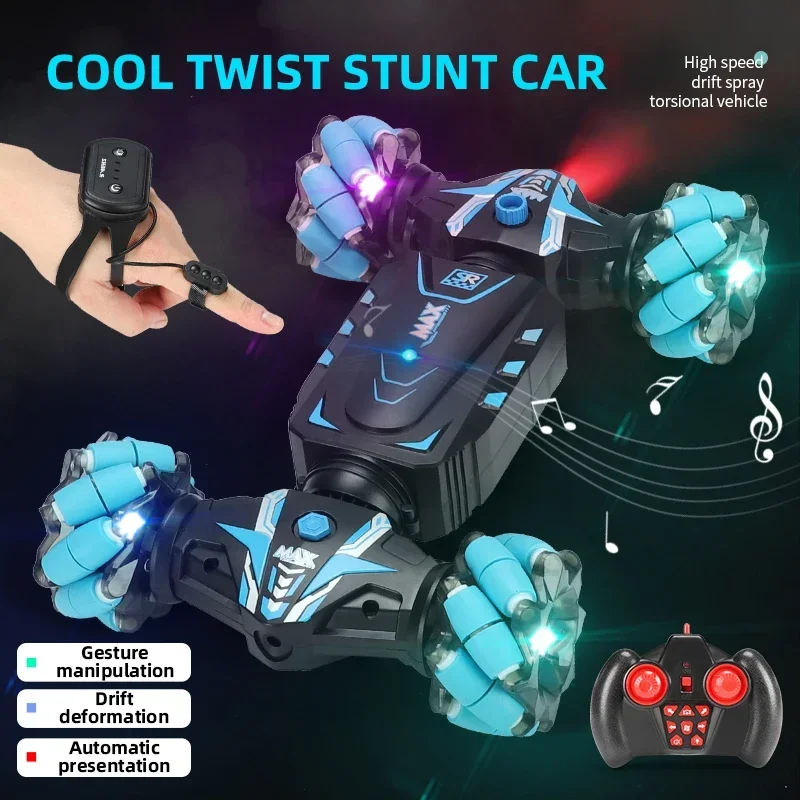 

4WD Remote Control Car Hand Controlled Gesture RC Stunt Car Off-Road Vehicle with Spray Lights Music for Kids Adults Gifts