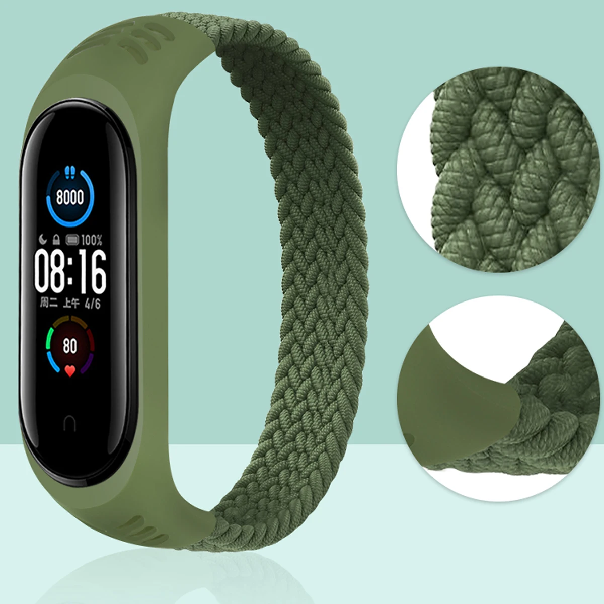 Braided Solo Loop for xiaomi Mi band 7 Watch Strap Nylon NFC Bracelet smart Miband6 belt correa on Mi band 7 8 6 5 4 3 watchband