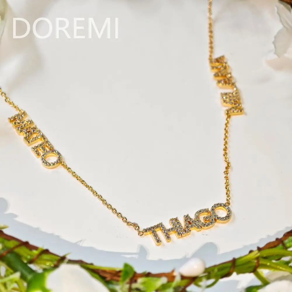 

lateefah personalized 6mm Cz letter pearlescent gemstone name women's necklace Diamond name necklace multiple family names