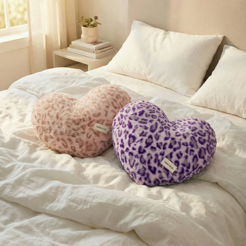 Fairy Purple Leopard Print Shell Pillow Pink Leopard Pattern Pillow Sea Shell Home Decor Bed Sofa Cushion Decoration Gift