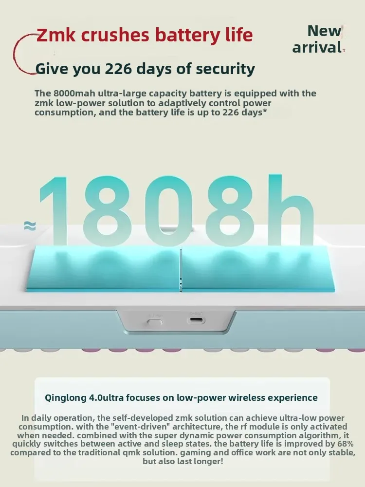 SKN Green Dragon 4,0 teclado mecánico Ultra de tres modos junta 8k teclado para juegos de intercambio en caliente Bluetooth inalámbrico personalizado PC Gamer